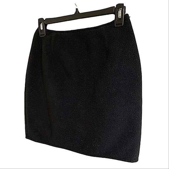 EXPRESS Skirt Fleece Black Mini Skirt Failleur Black Fitted Skirt Size 3/4 - Picture 6 of 10